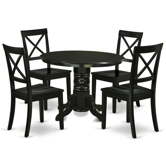 East West Furniture Shelton 5-piece Wood Dining Table Set in Black