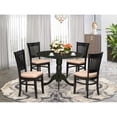 thumbnail image 1 of East West Furniture - DLVA5-BLK-C - 5-Pc Dining Room Table Set- 4 Wooden Chairs with Linen Fabric Seat and Slatted Chair Back - Drop Leaves Kitchen Dining Table - Black Finish, 1 of 10