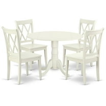 East West Furniture Dining Room Set Linen White, DLCL5-LWH-W