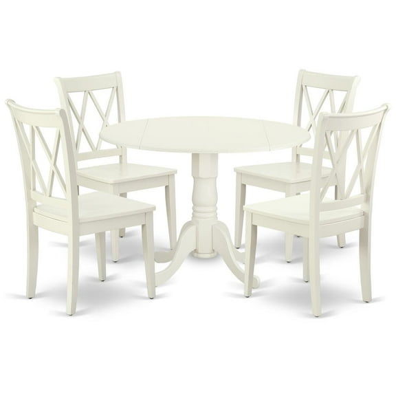 East West Furniture Dining Room Set Linen White, DLCL5-LWH-W