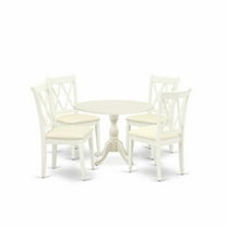 East West Furniture DMCL5-LWH-C 5 Piece Dinning Room Table Set Includes 1 Drop Leaves Dining Room Table and 4 Linen White Dining Chairs with Double X-Back - Linen White Finish
