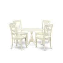 East West Furniture Dublin 5-piece Wood Dining Table and Chair Set in White