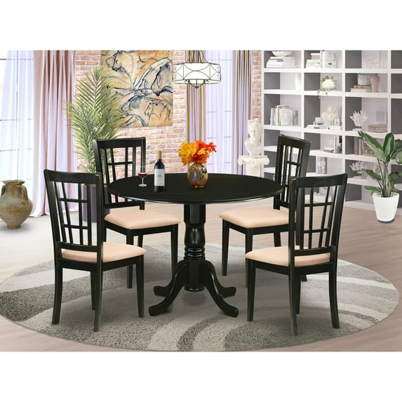 East West Furniture Dublin 5-piece Wood Dining Table and Chairs in Black