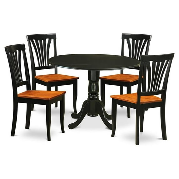 East West Furniture Dublin 5-piece Wood Kitchen Table Set in Black/Cherry