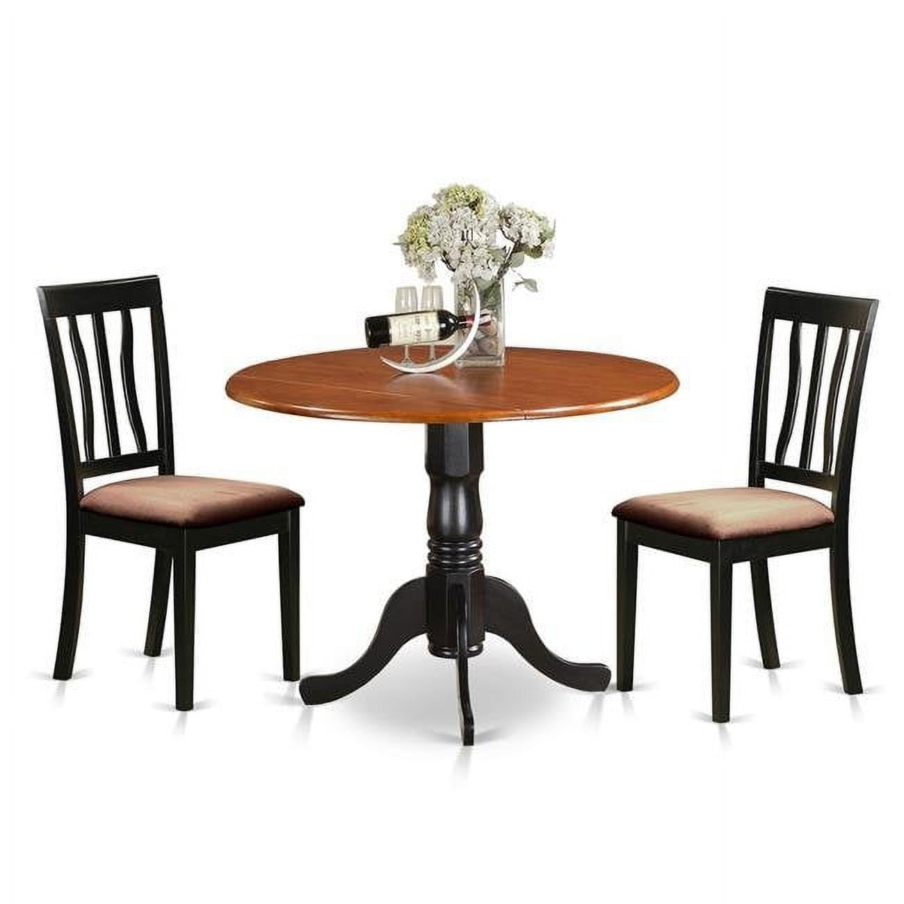 East West Furniture Dublin Dining Set with 2 Wood Chairs, Black & Cherry 3 Piece