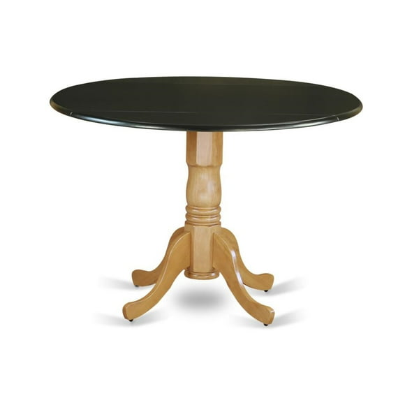 East West Furniture Dublin Round Traditional Wood Dining Table in Black and Oak