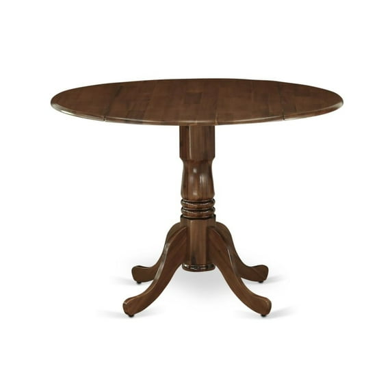 East West Furniture Dublin Traditional Rubber Wood Dining Table in Walnut