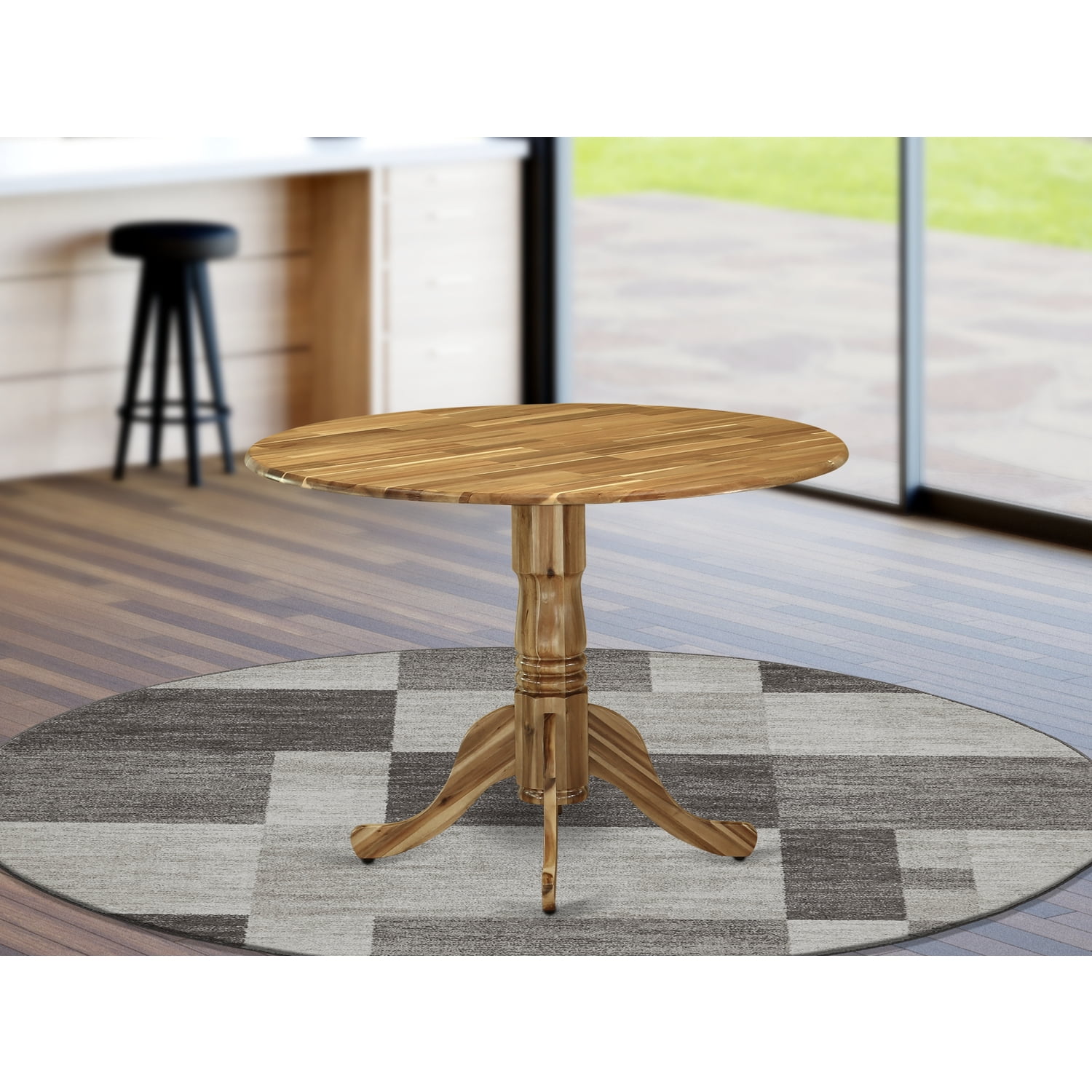Round Reclaimed Acacia Wood Extendable Dining Table