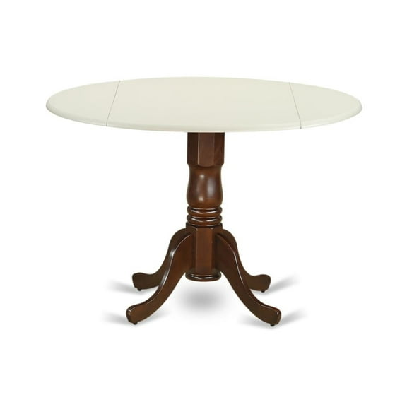 East West Furniture Dublin Traditional Wood Dining Table in White/Mahogany