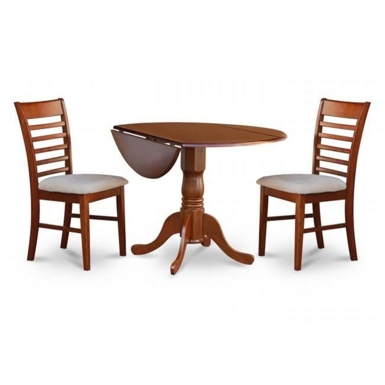 East West Furniture Dublin Wood Dining Set w/ Linen Fabric Seat in Brown