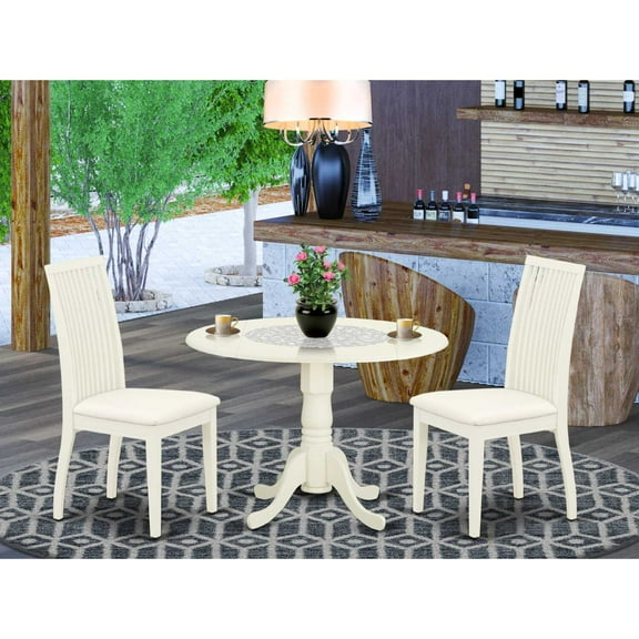 East West Furniture Dublin Wood Dining Set with Fabric Seat in Linen White