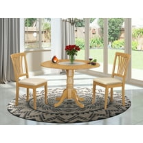 East West Furniture Dublin Wood Dining Set with Fabric Seat in Oak
