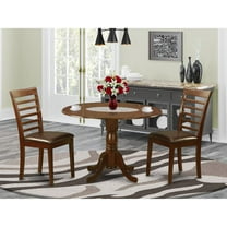 East West Furniture Dublin Wood Dining Set with Leather Seat in Mahogany