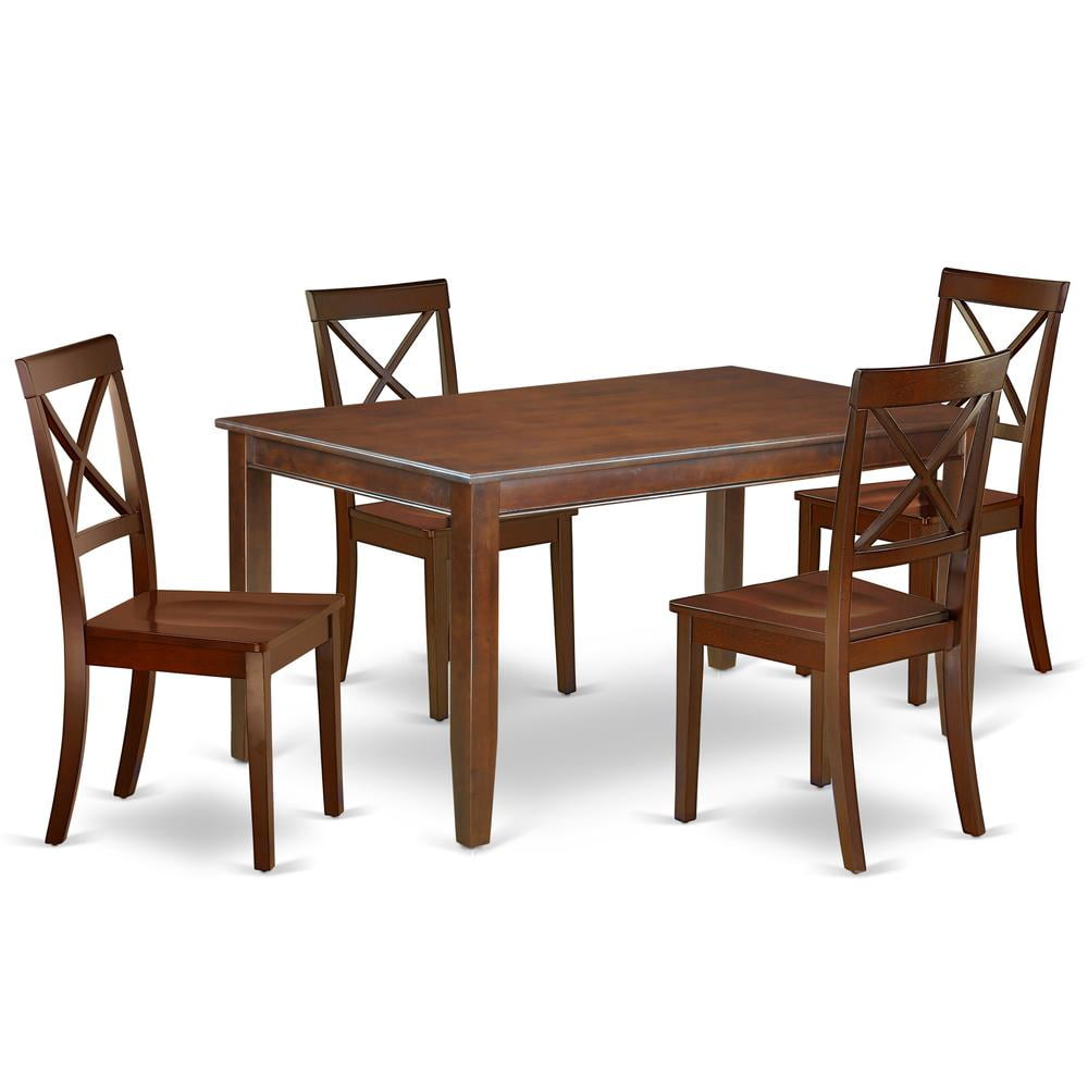 Mahogany Elegance 5-Piece Rectangular Dining Set with X-Back Chairs
