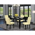 thumbnail image 1 of DUAB5-BLK-73 5Pc Rectangle 60 Inch Dining Table And Four Parson Chair With Black Leg And Pu Leather Color Eggnog, 1 of 6