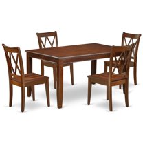 East West Furniture Dudley 5-piece Wood Dining Set w/ X-Back Chairs in Mahogany