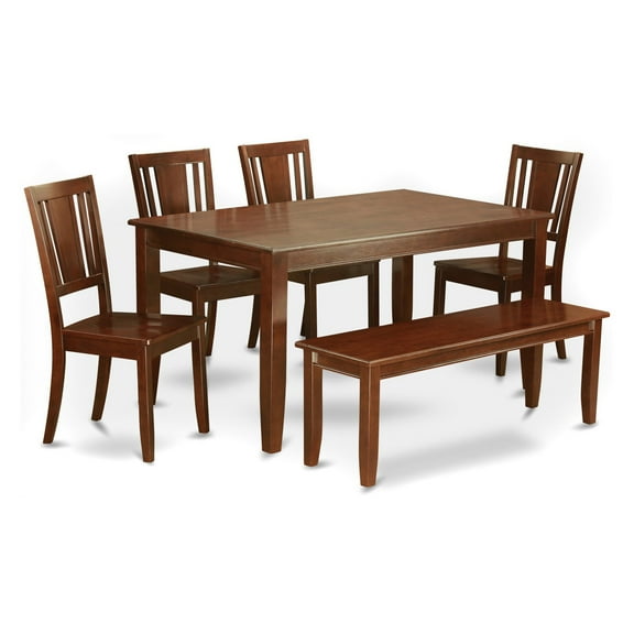 East West Furniture Dudley 6 Piece Buckland Rectangular Dining Table Set