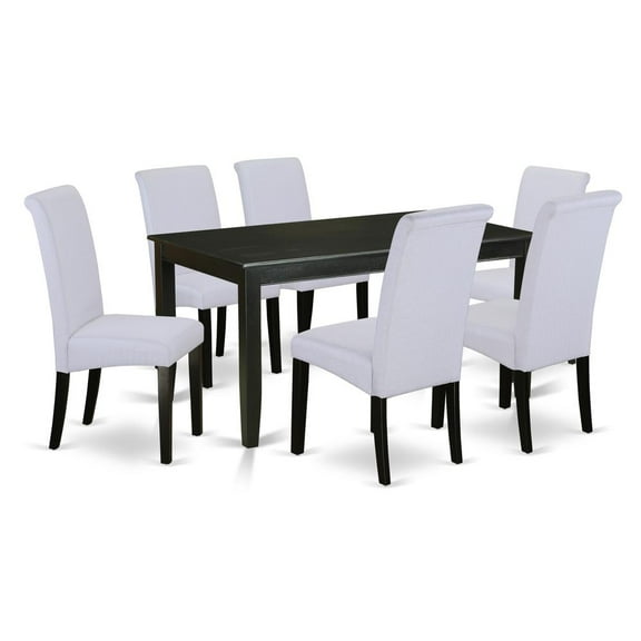 East West Furniture Dudley 7-piece Wood Dining Set in Black/Grayish Blue