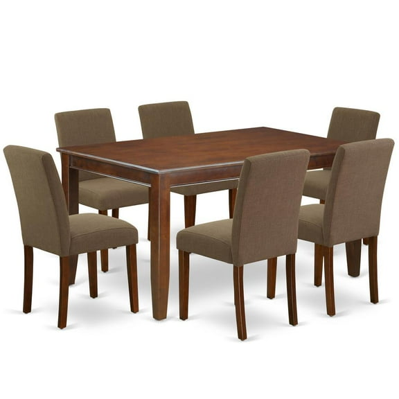 East West Furniture Dudley 7-piece Wood Dining Set in Mahogany/Coffee