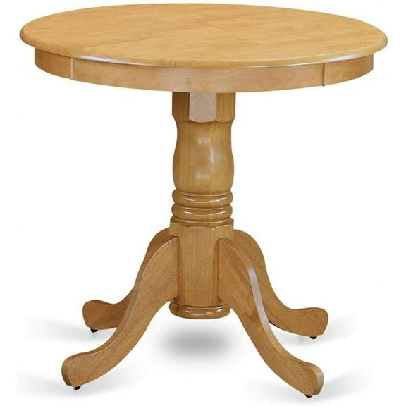 East West Furniture EMT-OAK-TP Eden Dining Room Table - a Round kitchen Table Top with Pedestal Base, 30x30 Inch, Oak
