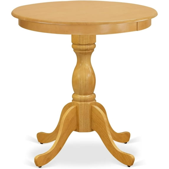 East West Furniture EST-OAK-TP Eden Kitchen Dining Table - a Round Wooden Table Top with Pedestal Base, 30x30 Inch, Oak
