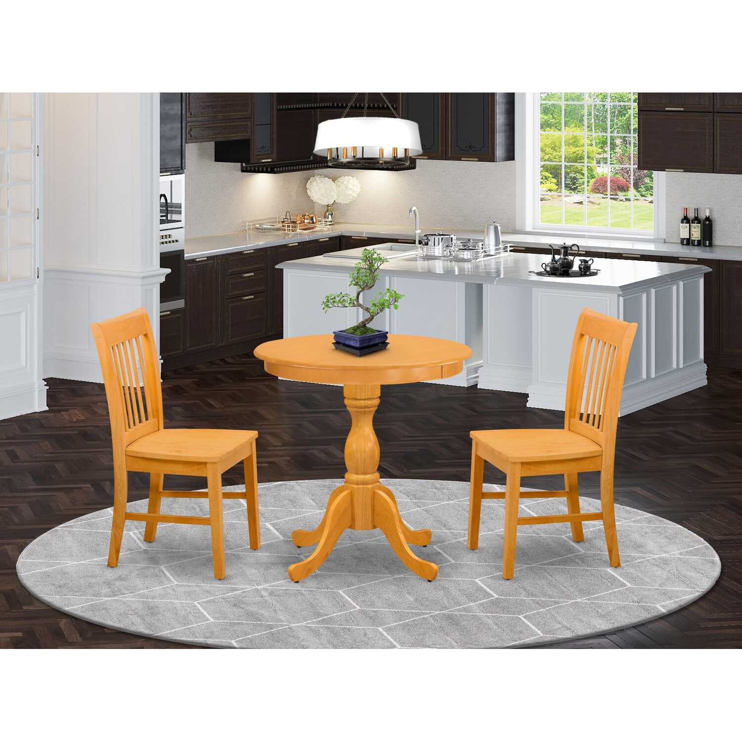 East West Furniture 3-Pc Kitchen Table Set