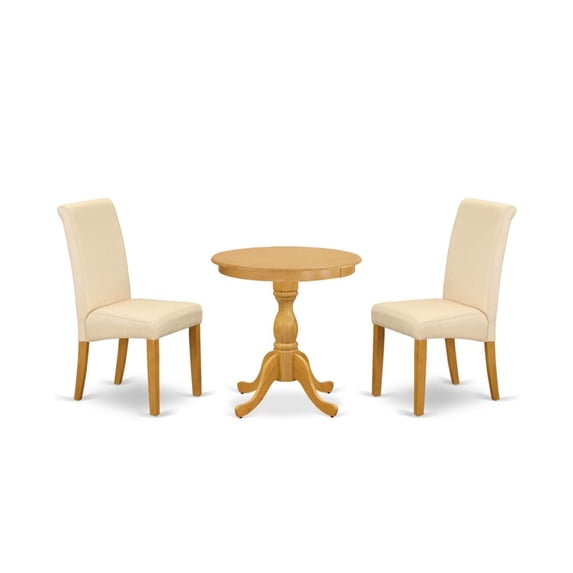 East West Furniture - ESBA3-OAK-02 - 3-Pc Kitchen Table Set - 2 Kitchen Chairs and 1 Kitchen Table (Oak Finish)