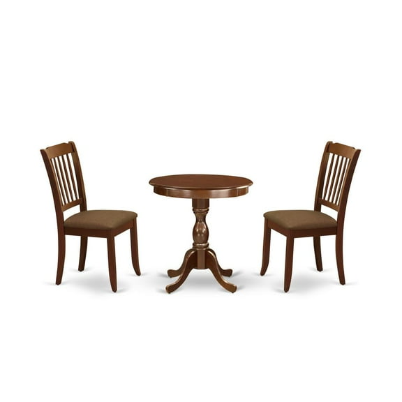 East West Furniture Eden 3-piece Wood Chairs and Kitchen Table in Mahogany