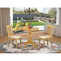 East West Furniture - ESPO3-OAK-C - 3-Pc Dining Room Table Set - 2 Wood Dining Chairs and 1 Dining Room Table (Oak Finish)