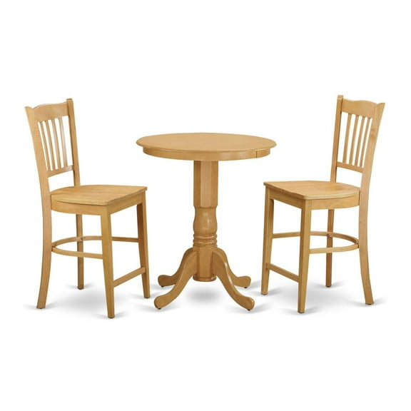 East West Furniture 3 Pc Dining counter height set - high top Table and 2 dinette Chairs.