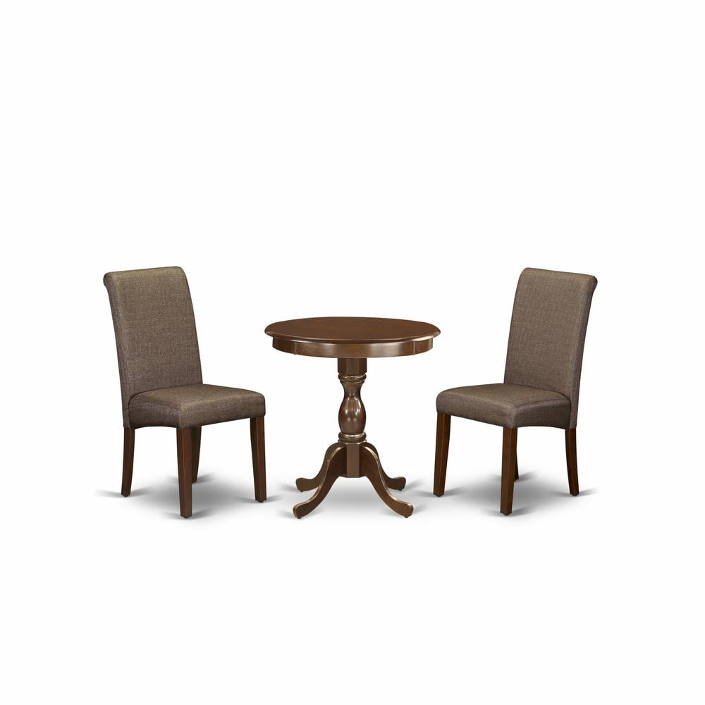 East West Furniture - ESBA3-MAH-18 - 3-Pc Modern Dining Set - 2 Kitchen Chairs and 1 Modern Dining Table (Mahogany Finish)