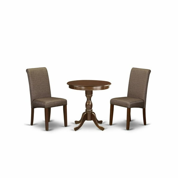 East West Furniture - ESBA3-MAH-18 - 3-Pc Modern Dining Set - 2 Kitchen Chairs and 1 Modern Dining Table (Mahogany Finish)