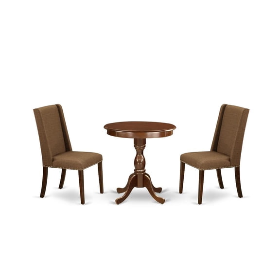 East West Furniture Eden 3-piece Wood Table and Dining Chairs in Mahogany