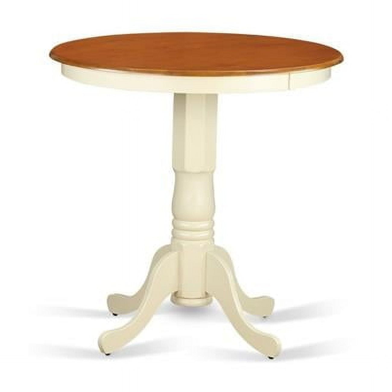 Cream and Cherry Round Wood Counter Height Dining Table