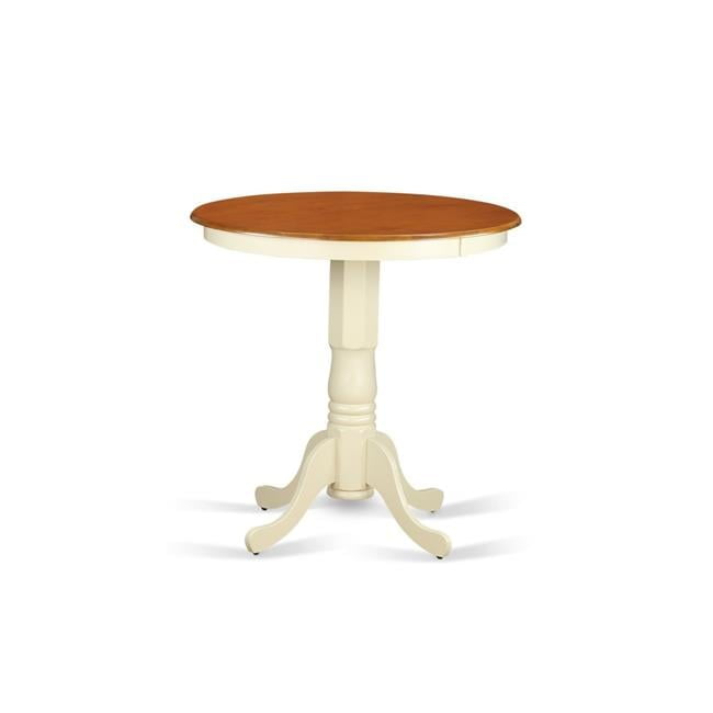 Cream and Cherry Round Wood Counter Height Dining Table