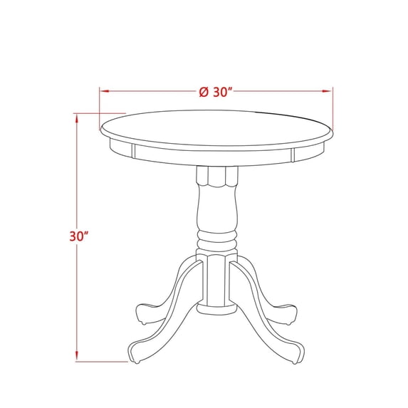 East West Furniture Eden Round Rubber Wood Dining Table in Cream/Cherry