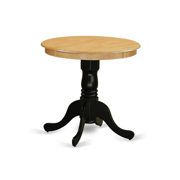 East West Furniture Eden Round Rubber Wood Dining Table in Oak/Black