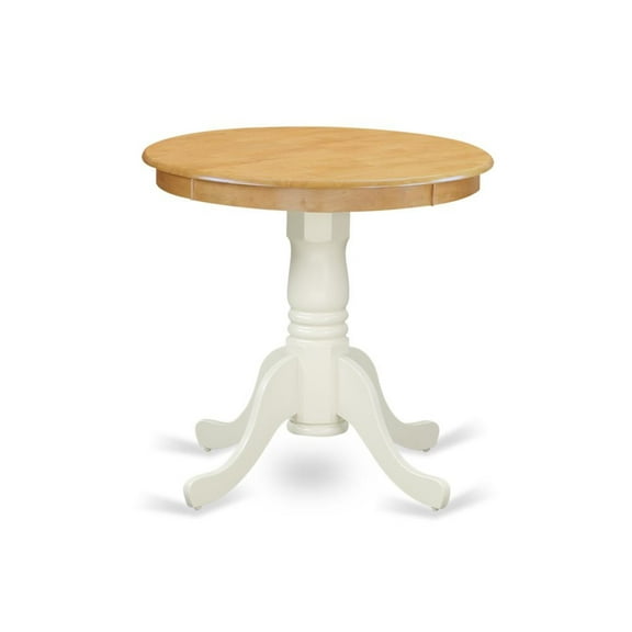 East West Furniture Eden Round Rubber Wood Dining Table in Oak/White