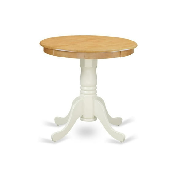 East West Furniture Eden Round Rubber Wood Dining Table in Oak/White