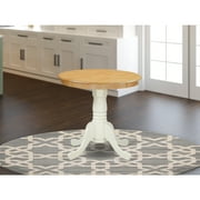 East West Furniture Eden Round Rubber Wood Dining Table in Oak/White