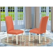 East West Furniture Encinal 40" Leather Dining Chairs in Flamingo Pink/White (Set of 2)