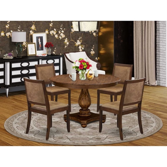East West Furniture Ferris 5 Piece A Dining Room Table Set in Walnut Finish