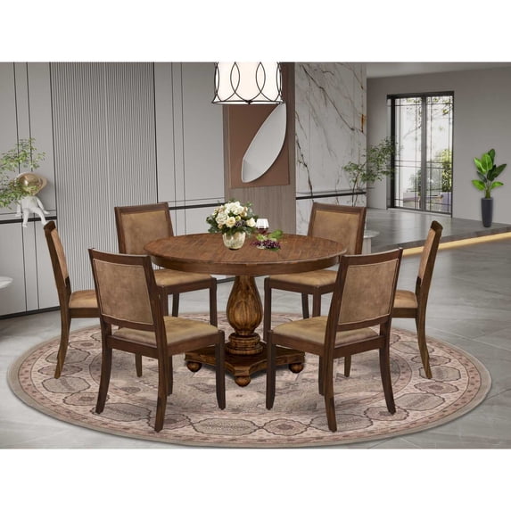 East West Furniture Ferris 7 Piece A Kitchen Table Set in Walnut Finish