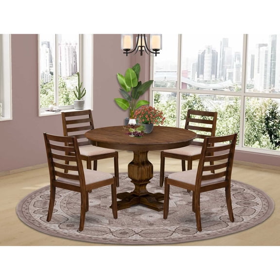 East West Furniture Ferris 5 Piece A Modern Dining Table Set in Walnut Finish