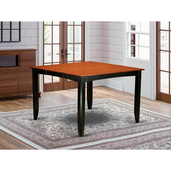 East West Furniture Fairwind 54" Square Wood Dining Table in Black/Cherry