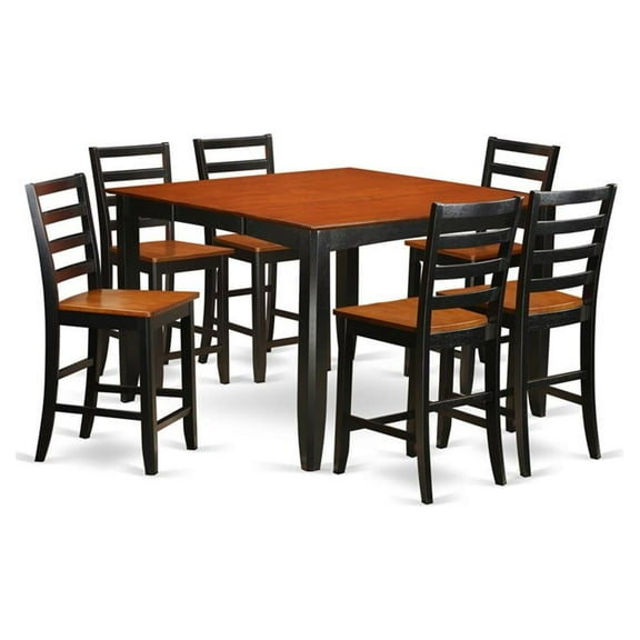 East West Furniture 7  Pc  pub  Table  set-  Square  Counter  height  Table  and  6  Dining  Chairs