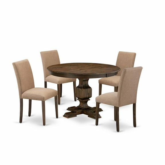 East West Furniture Ferris 5-Piece Wood Dining Set in Light Sable/Jacobean Brown