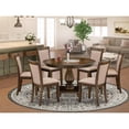 thumbnail image 1 of East West Furniture 7 Piece Dinner Table Set Includes a Dining Table and 6 Dark Khaki Linen Fabric Dining Chairs with High Back - Distressed Jacobean Finish, 1 of 2