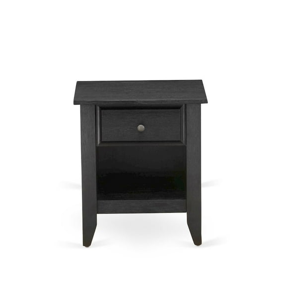 East West Furniture Gallatin 18" Wood Nightstand with 1 Drawer in Brushed Black