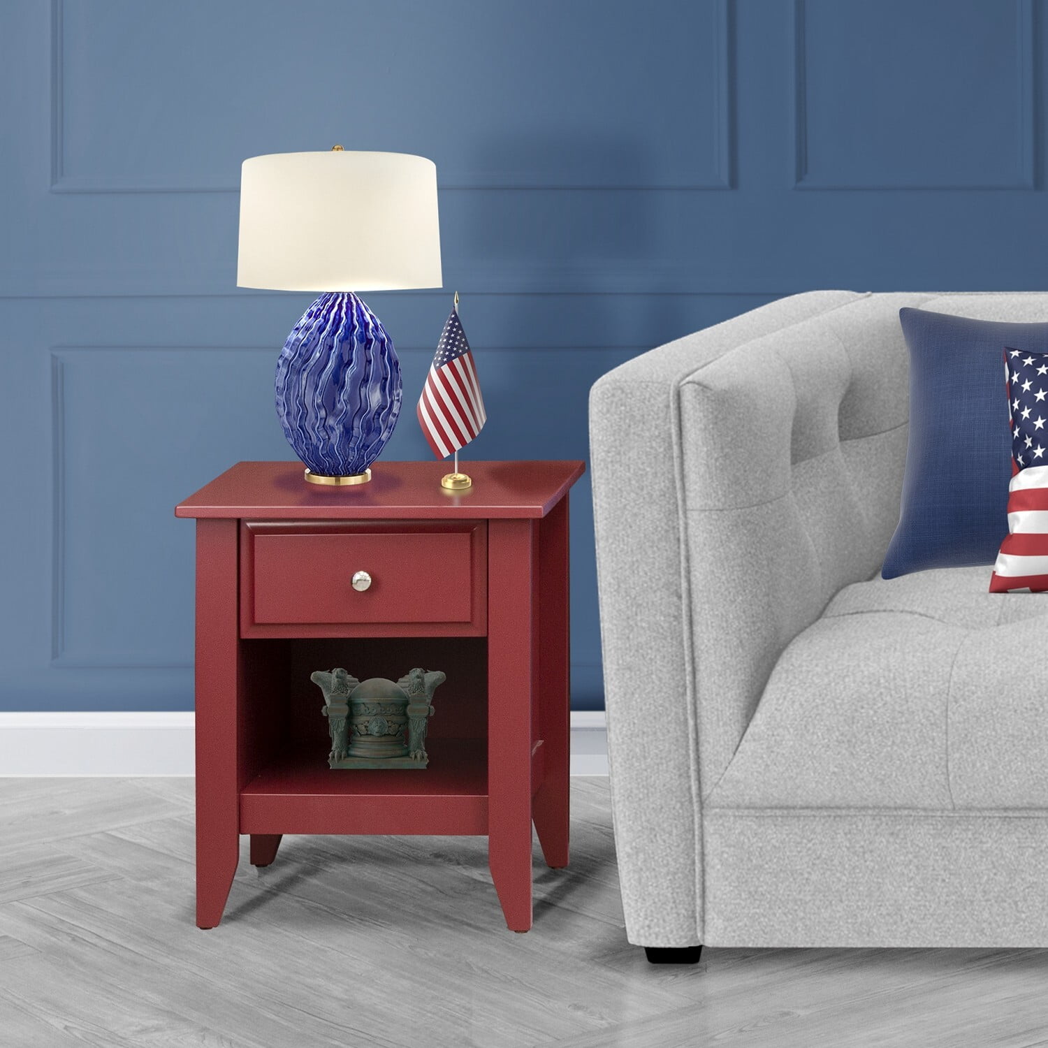 East West Furniture Gallatin 18" Wood Nightstand with 1 Drawer in